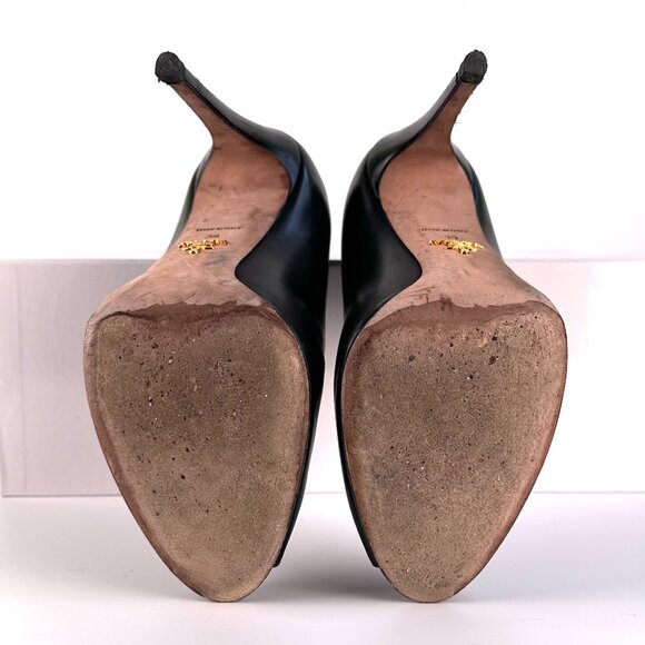 PRADA Black Leather Peep-Toe Ankle Booties - Size 39 - Picture 9 of 11